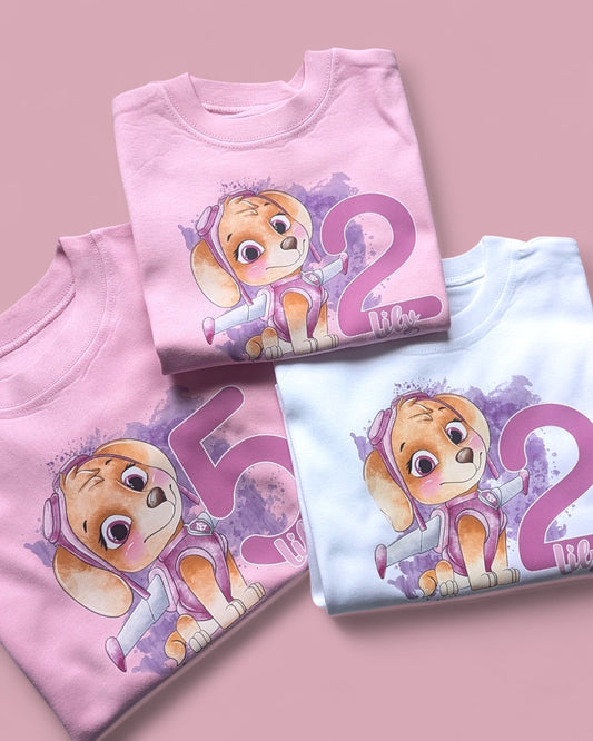 Skye Birthday Personalised T-Shirt, Paw Patrol Birthday