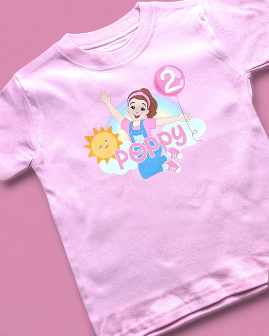 Ms Rachel Pink Rainbow Birthday Personalised Cotton T-Shirt