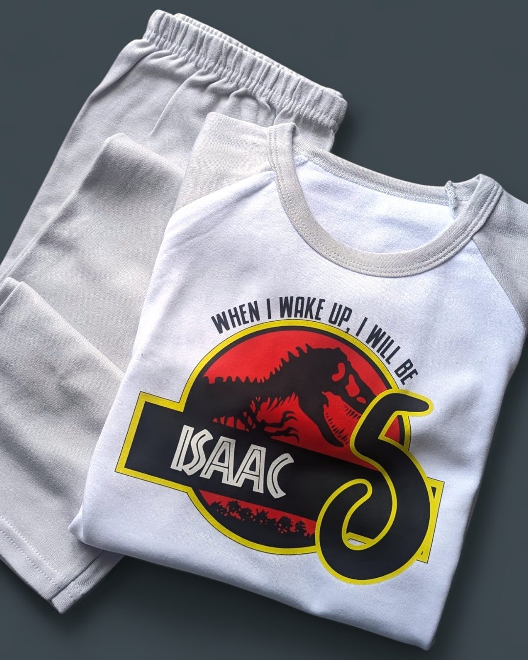 When I Wake Up Jurassic Park Printed Personalised Plain PJS