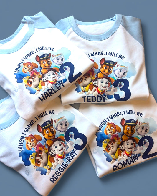 Paw Patrol Birthday PJs, When I Wake Up Paw Patrol Printed Personalised Plain PJS