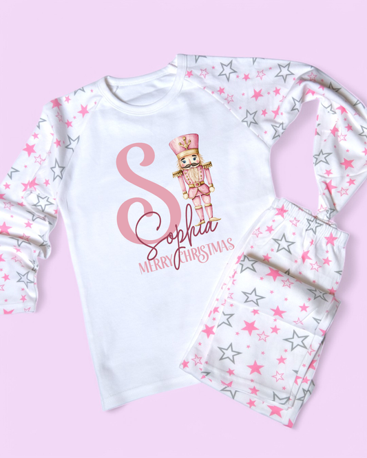 Simple Nutcracker Christmas Personalised Pink Pyjamas