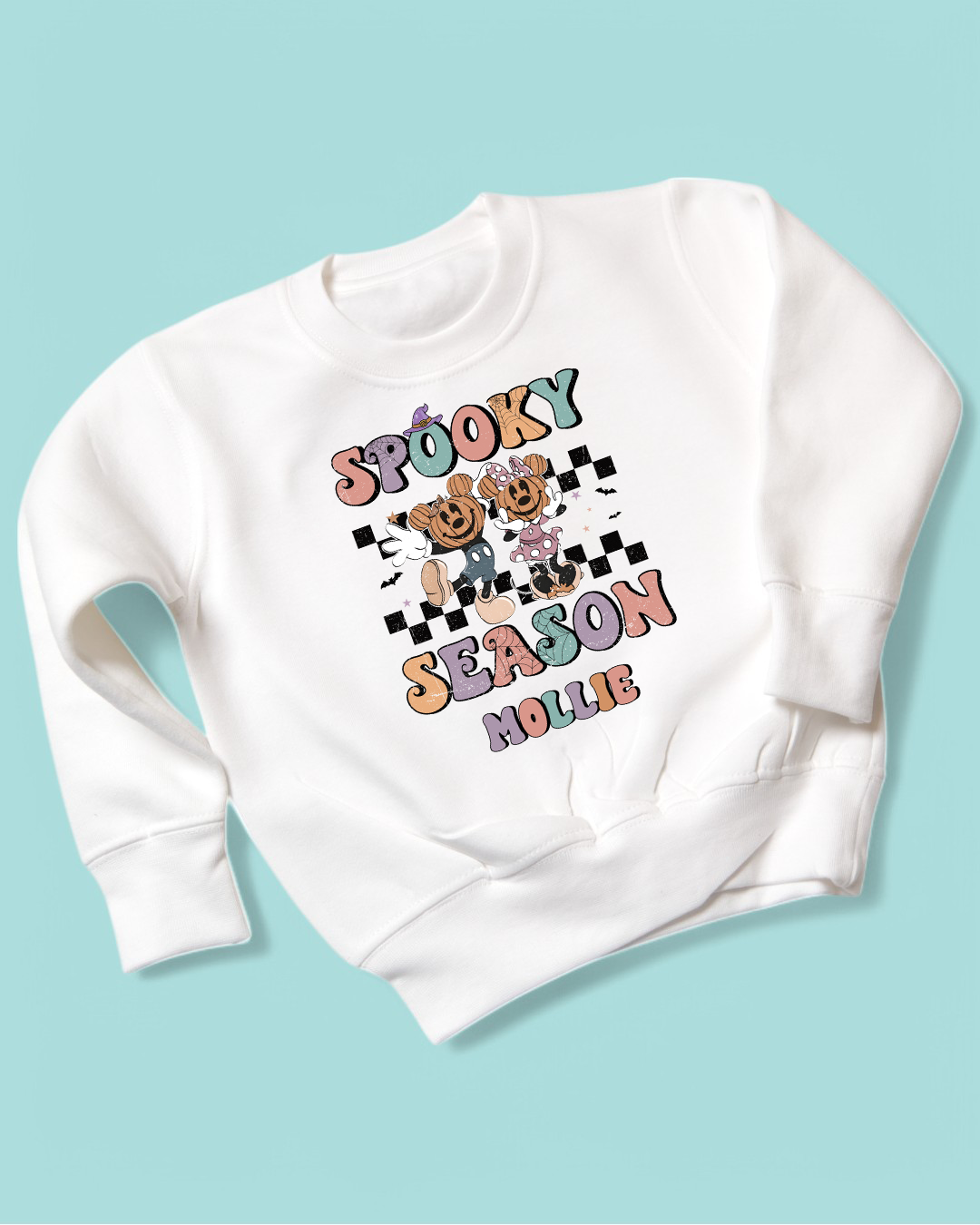 Spooky Season Mouse Personalised Halloween Jumper Kids Pastel Sweatshirt
