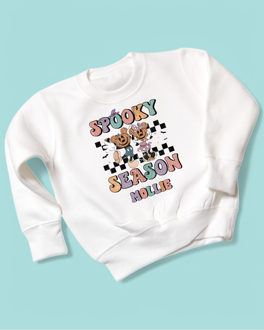 Spooky Season Mouse Personalised Halloween Jumper Kids Pastel Sweatshirt