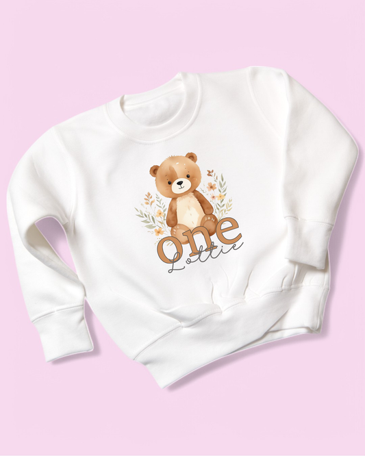 Teddy Bear Floral Age Pastel Birthday Sweatshirt