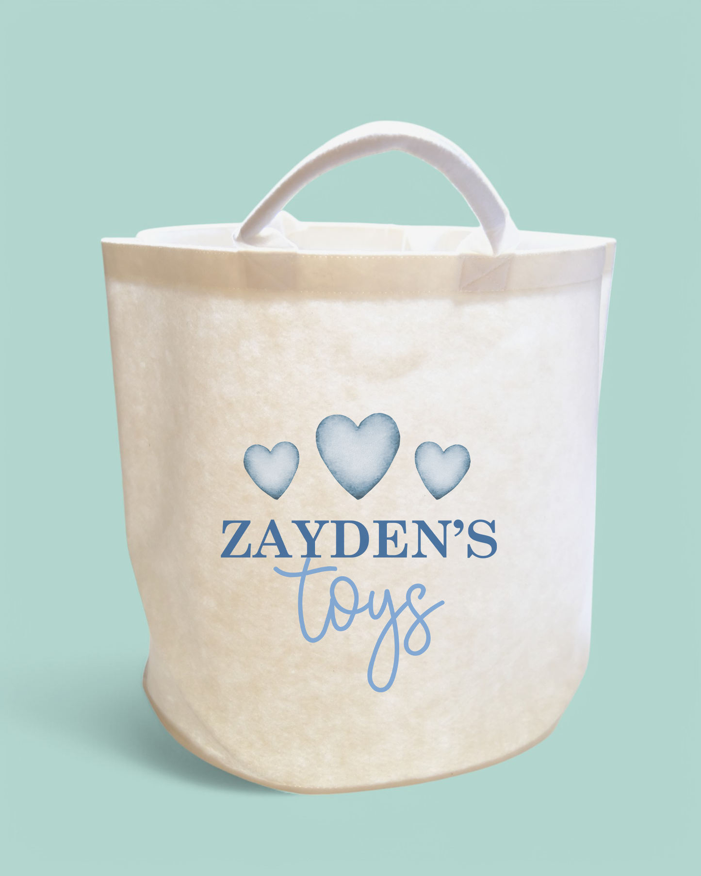 Blue Hearts Personalised Storage Trug Toy Basket