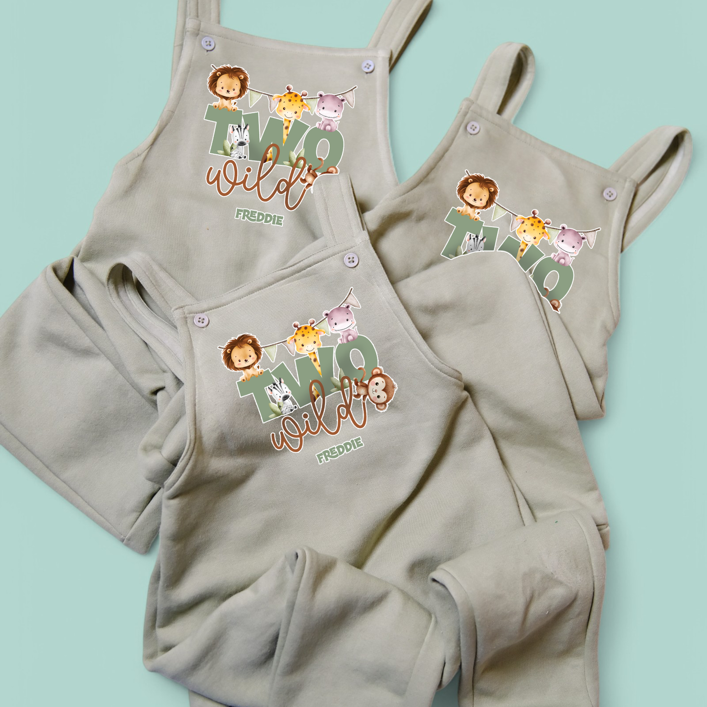 Two Wild Birthday Safari Personalised Overalls