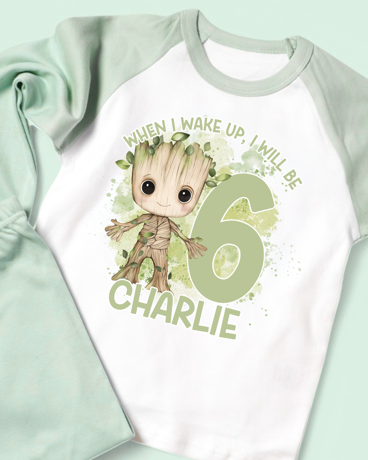 When I Wake Up Groot Birthday Personalised PJS