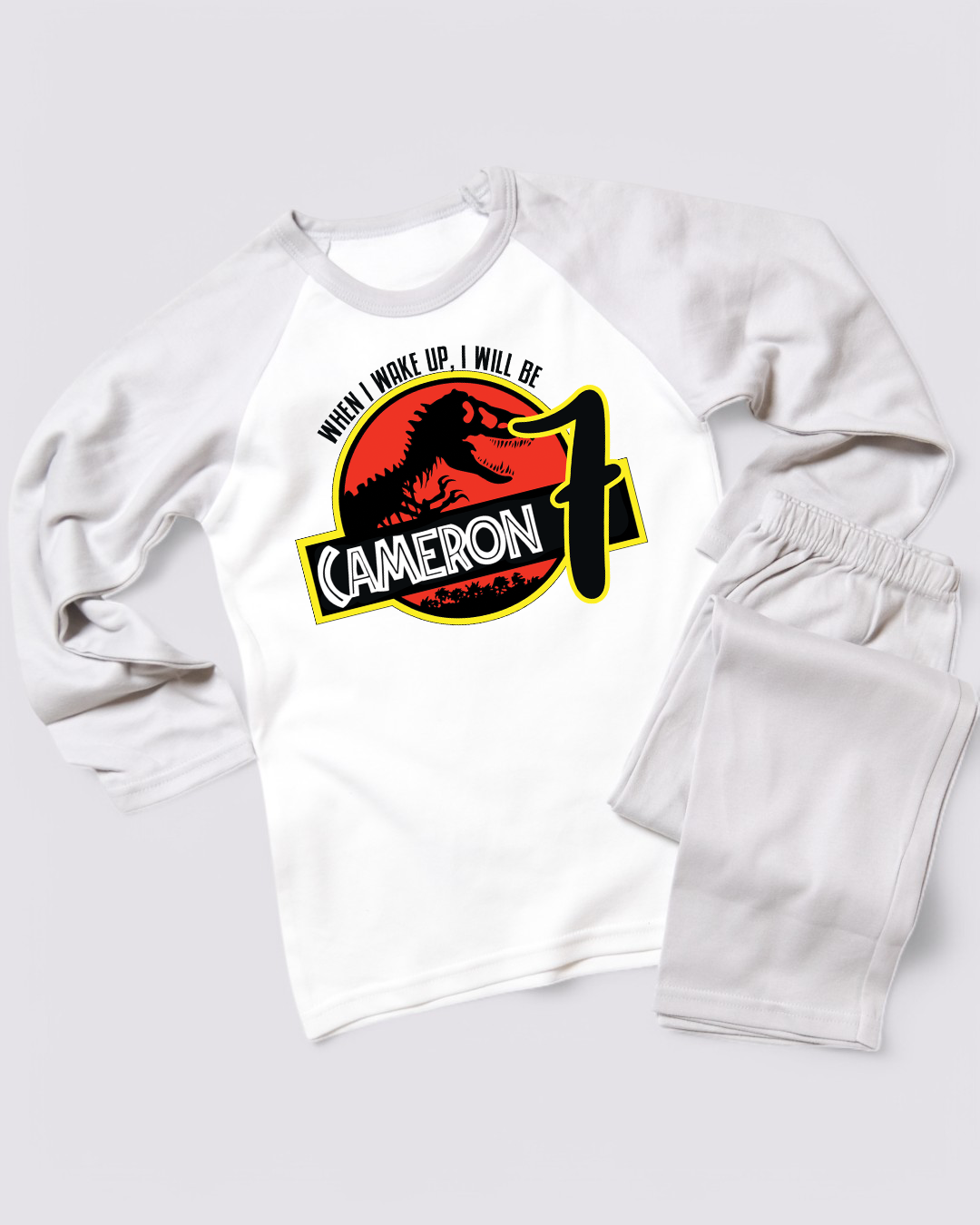 When I Wake Up Jurassic Park Printed Personalised Plain PJS