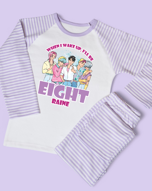 When I Wake Up Saja Boys Kpop Demon Hunters Birthday Age Personalised Purple Stripe Pyjamas