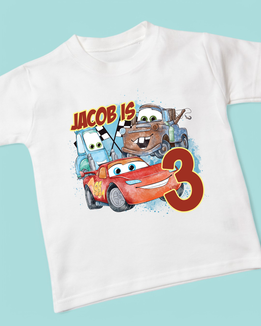 Cars Birthday Personalised Cotton T-Shirt