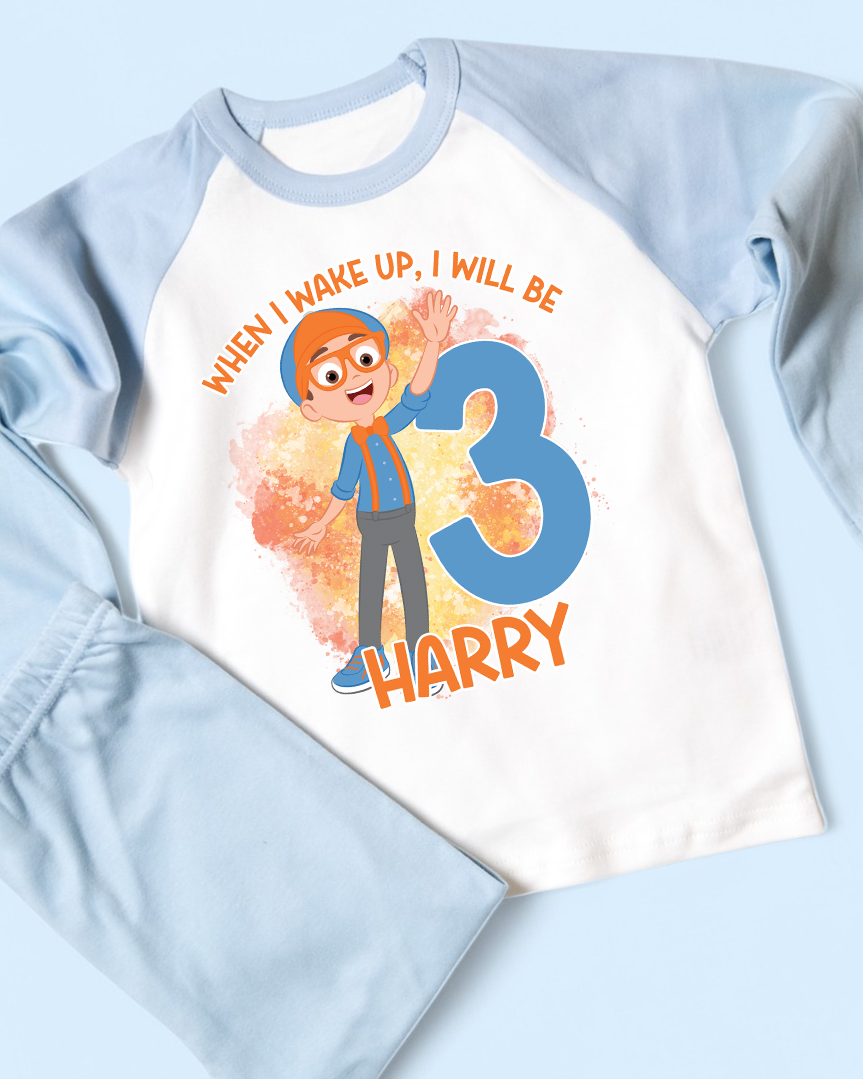 When I Wake Up Blippi Birthday Pyjamas, Age Birthday Pjs
