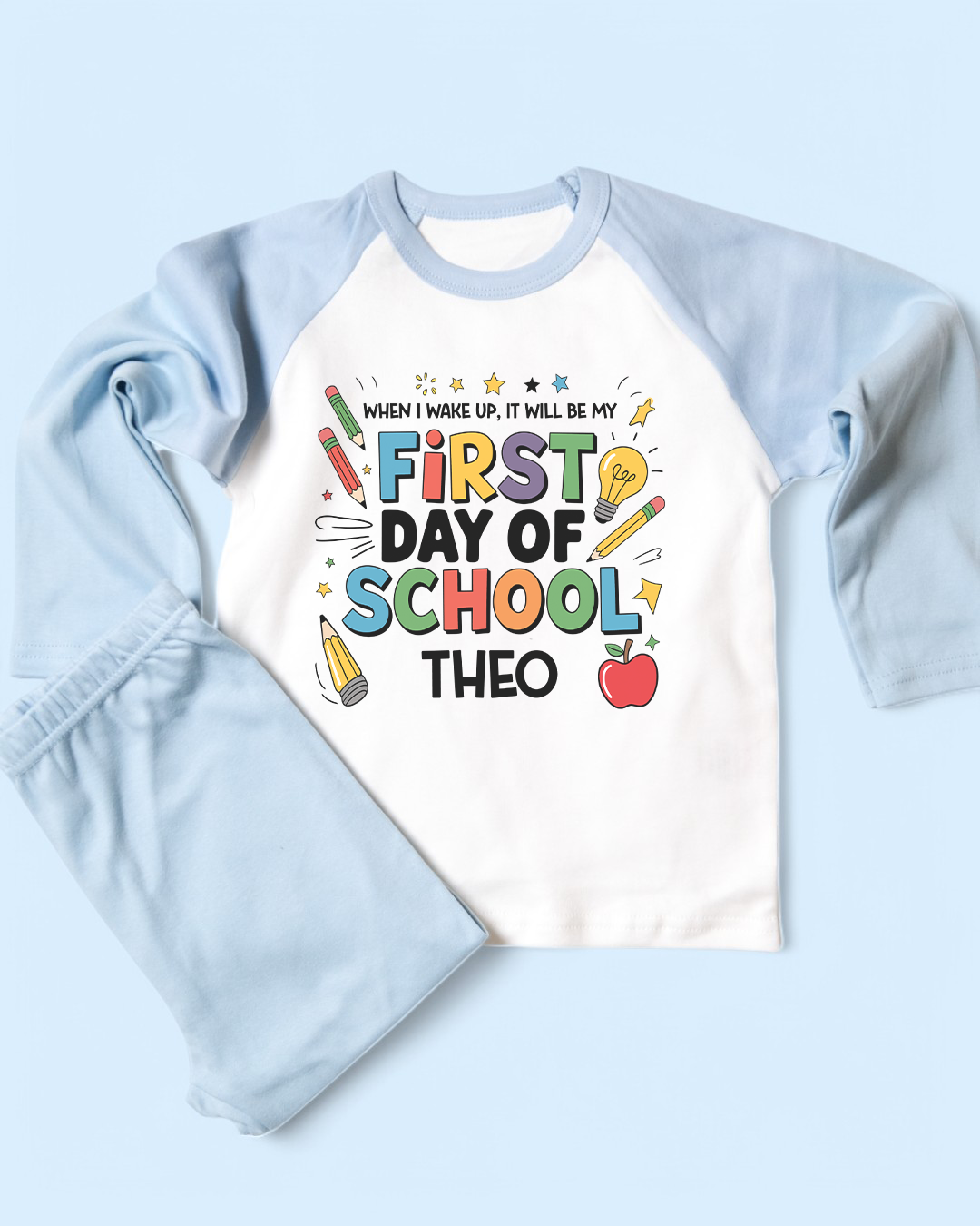 When I Wake Up It Will Be My First Day of School Personalised PJS