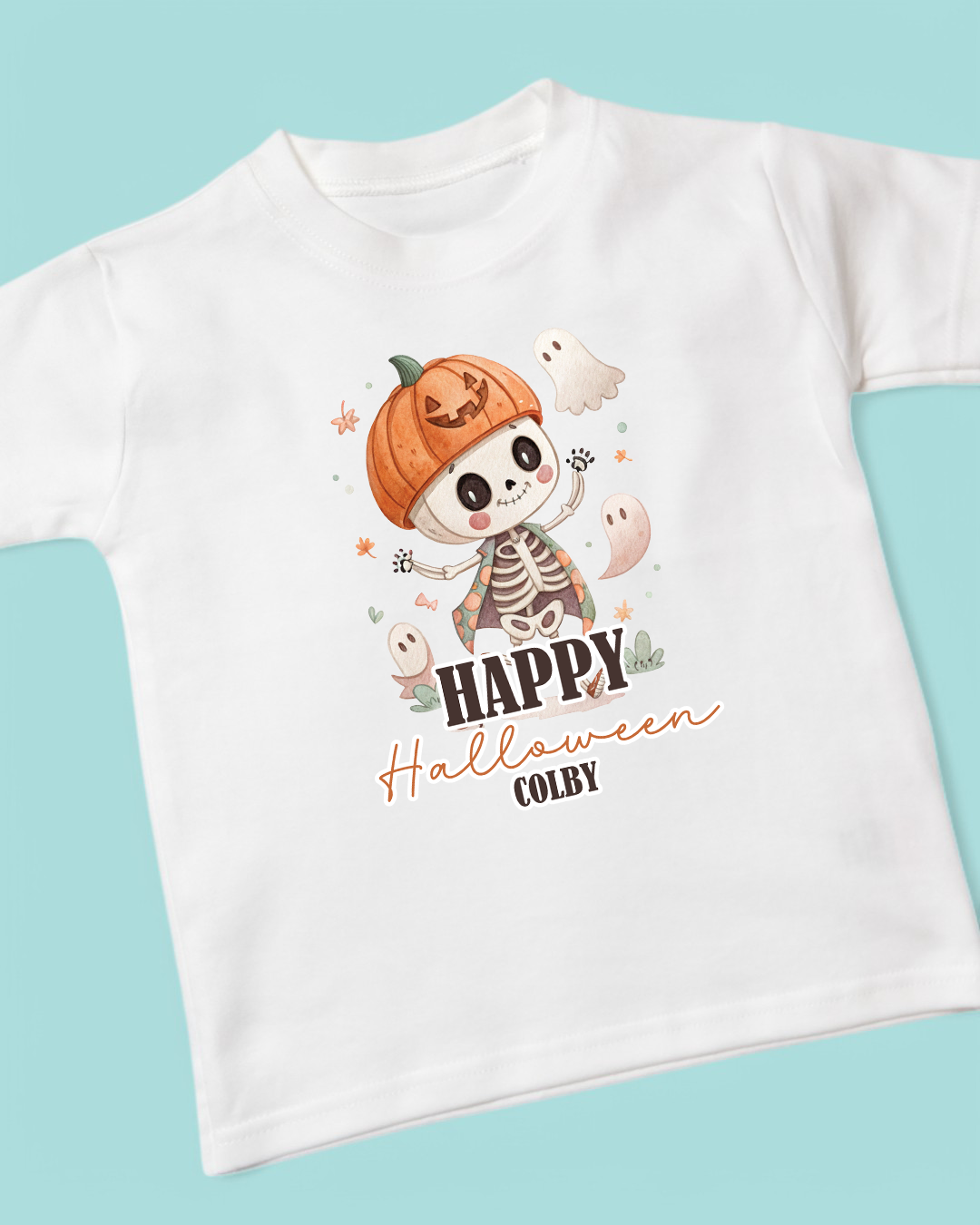 Happy Halloween Skeleton Personalised Cotton T-Shirt