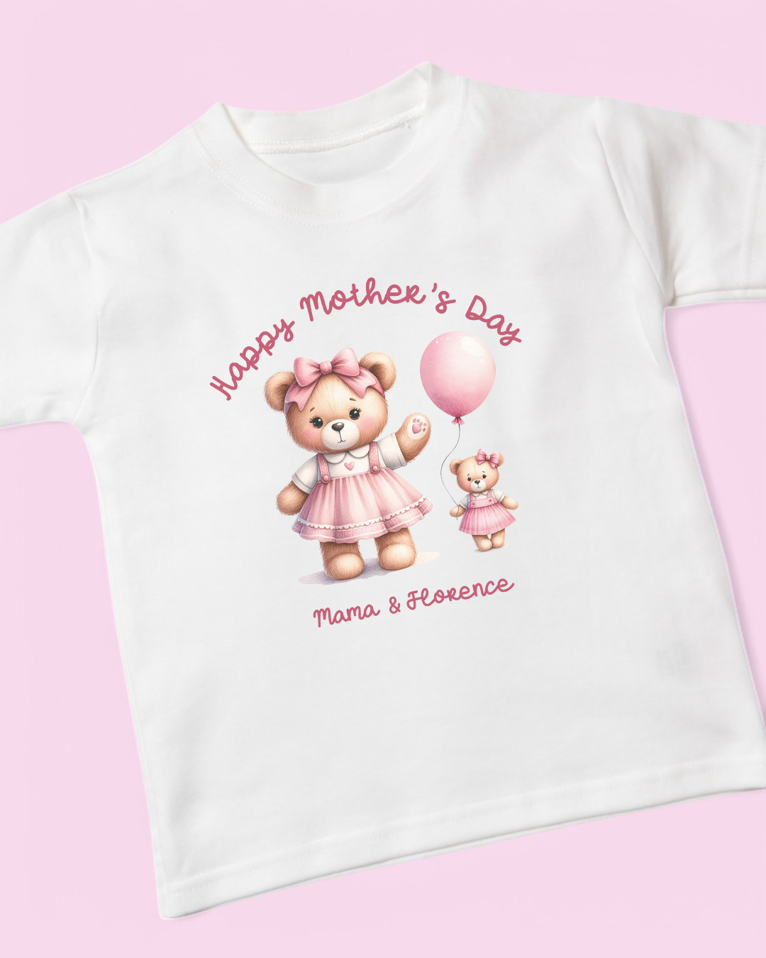 Happy Mother's Day Teddy Duo Personalised Cotton T-Shirt