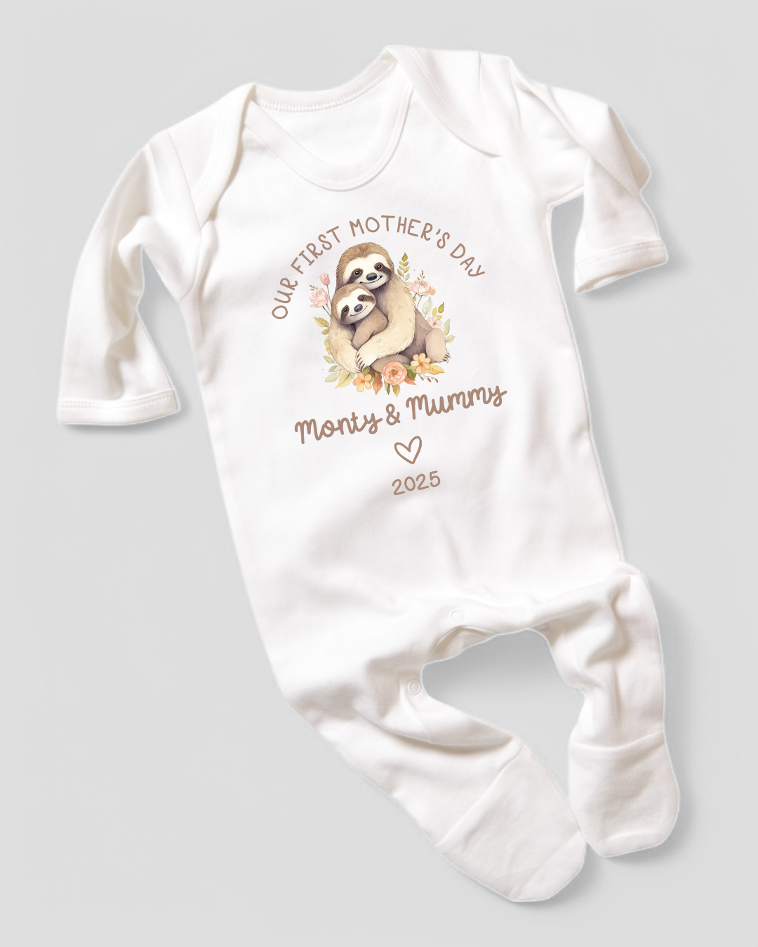 Our First Mother's Day Sloth Personalised Rompersuit