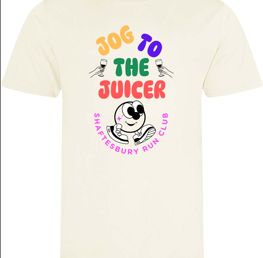 Jog to the Juicer - Shaftesbury Run Club Printed Adults Unisex Neotric SPF Cool T-Shirt