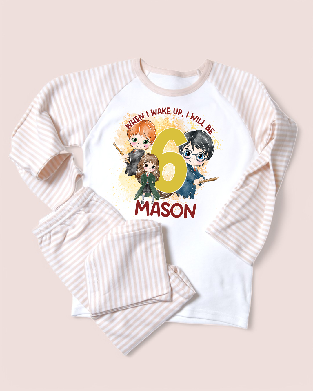 When I Wake Up Harry Potter Birthday Pjs,  Personalised Natural Birthday Pyjamas