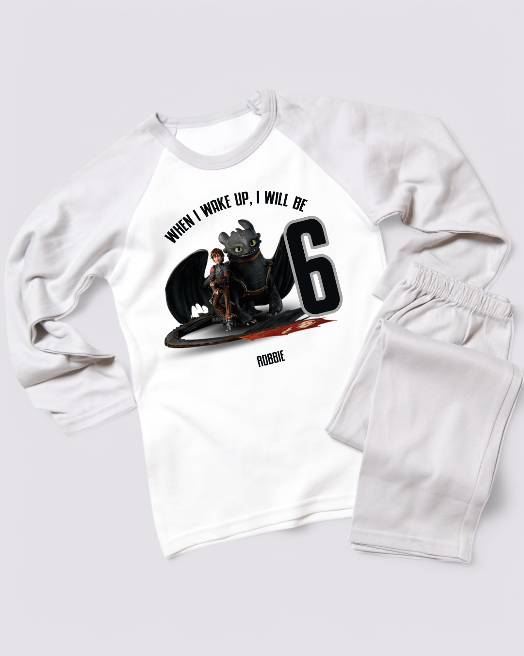 When I Wake Up How To Train Your Dragon Printed Personalised Plain PJS