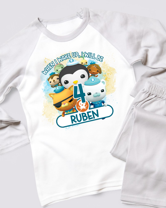 When I Wake Up Octonauts Birthday PJS, Kids Personalised Birthday Pyjamas