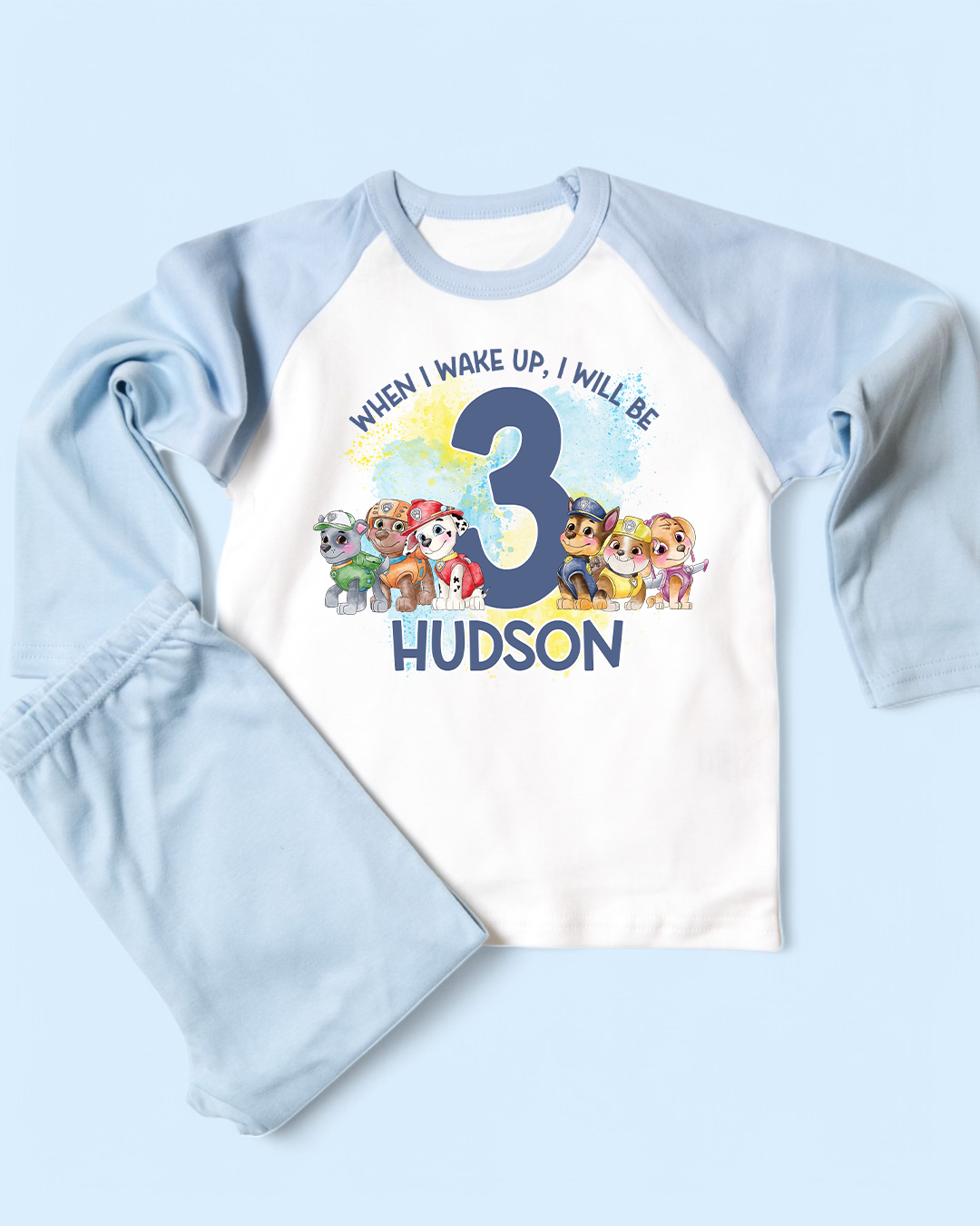 When I Wake Up Paw Patrol Team Birthday Blue Pyjamas