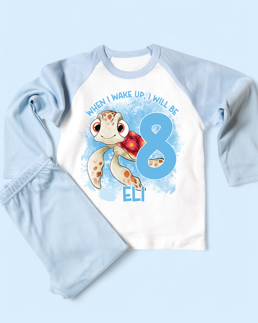 When I Wake Up Squirt Birthday PJS, Kids Personalised Finding Nemo Birthday Pyjamas