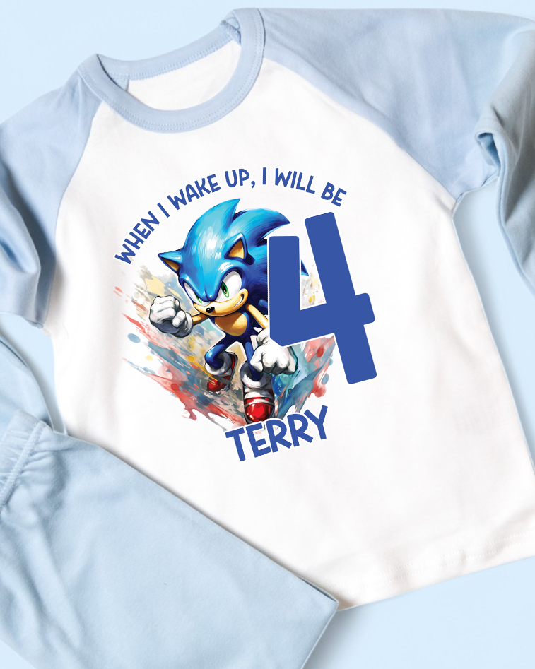 When I Wake Up Sonic Birthday Pyjamas, Age Birthday Pjs