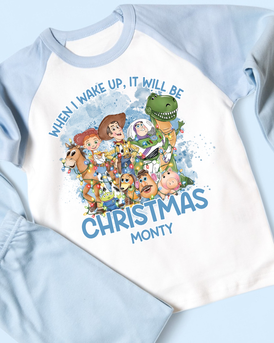 When I Wake Up It Will Be Christmas Toy Story Personalised PJS