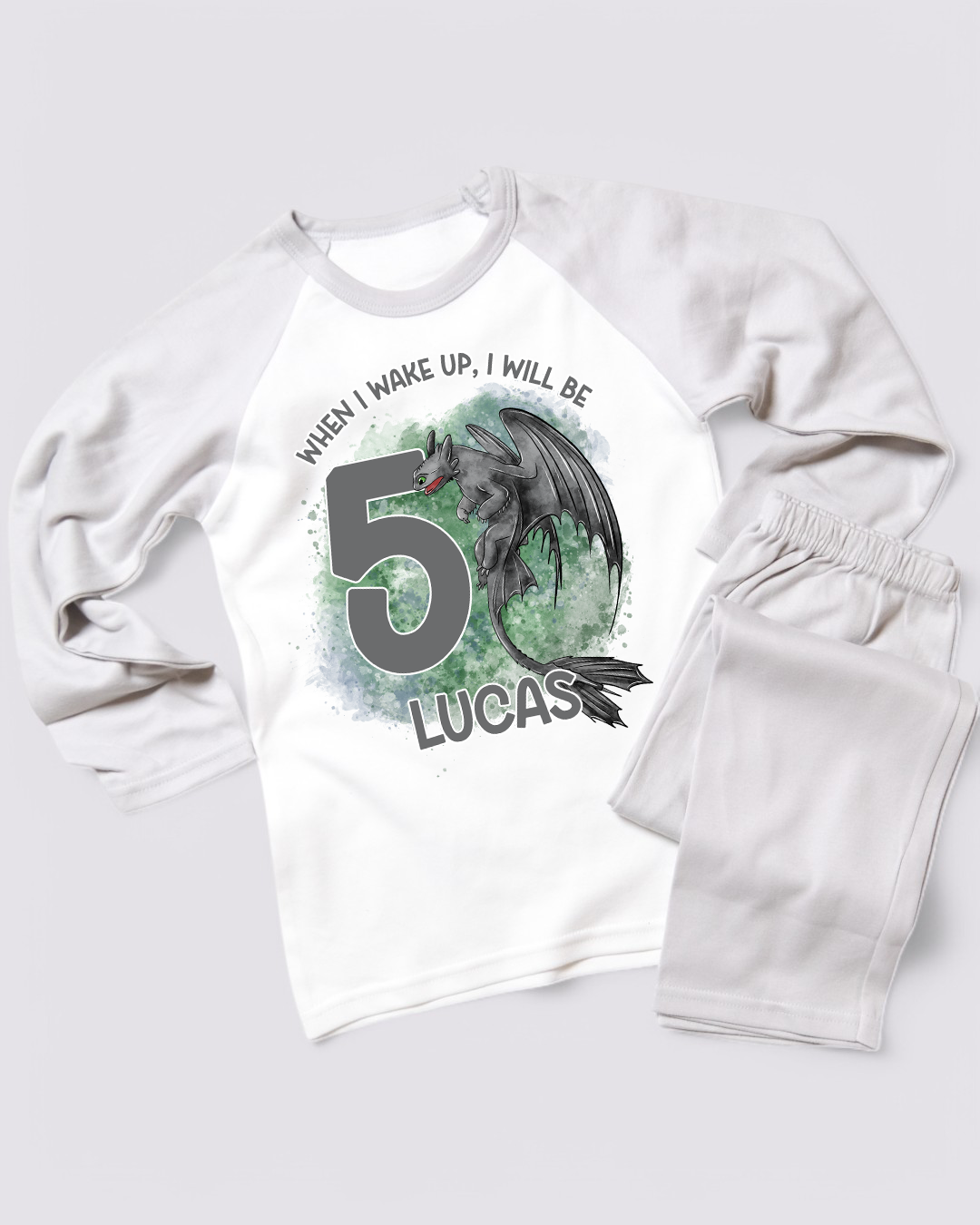 When I Wake Up HTTYD Birthday PJS, Kids Personalised How to Train Your Dragon Birthday Pyjamas
