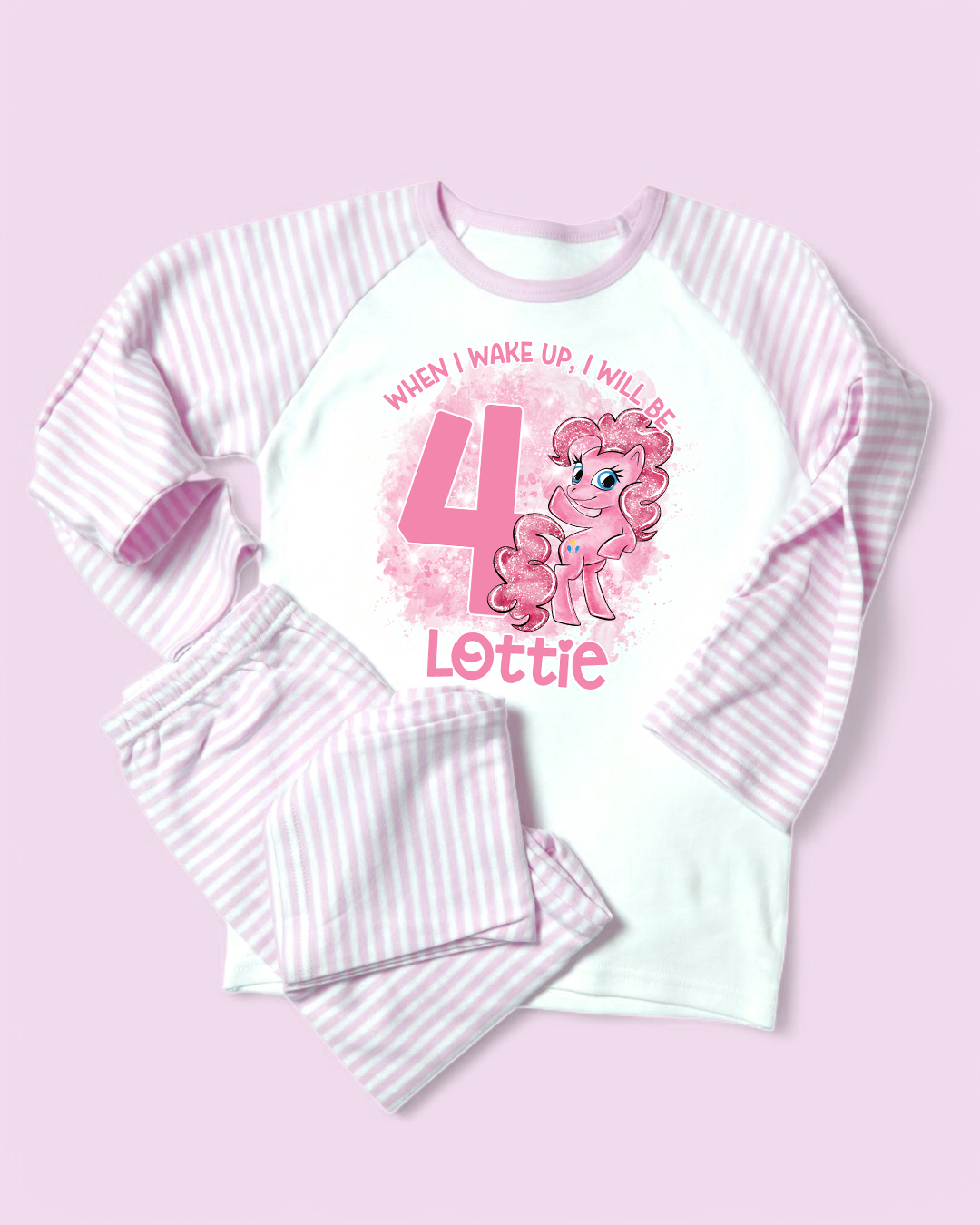 When I Wake Up My Little Pony Birthday Pjs,  Personalised Pink Birthday Pyjamas