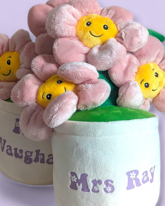 Personalised Retro Large Flower Pot Plush