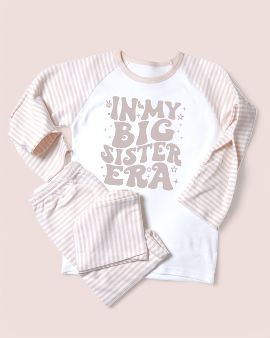 In My Big Sister Era Natural Stripe Pyjamas