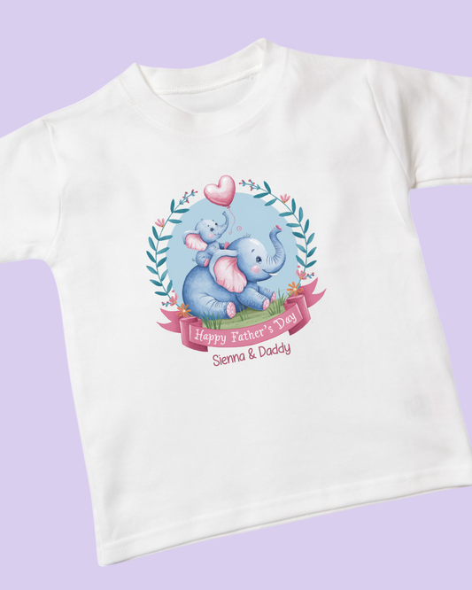 Elephants Father's Day Personalised Cotton T-Shirt