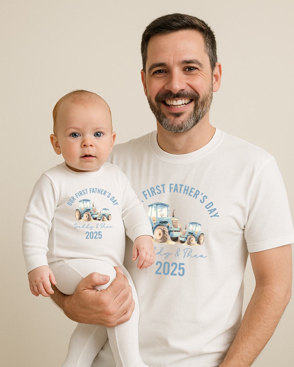 Our First Father's Day Tractors Adults Printed T-Shirt