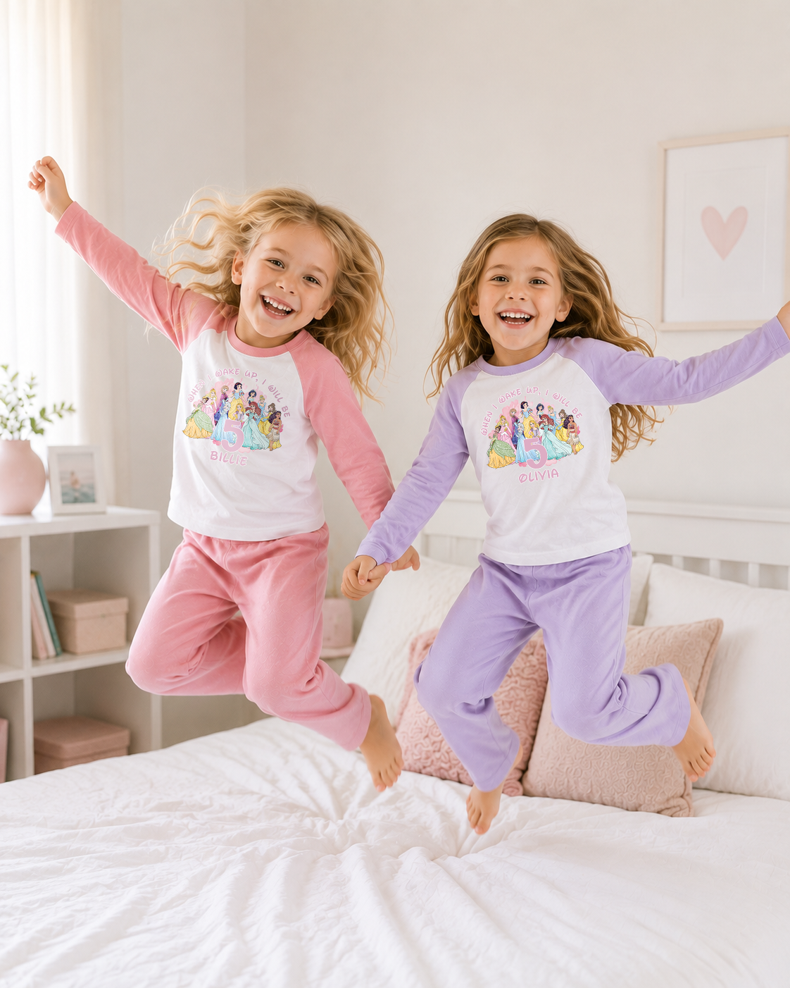 Princess Birthday PJs, When I Wake Up Princesses Printed Personalised Plain PJS