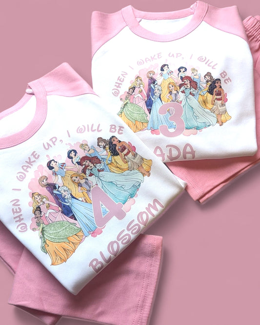 When I Wake Up Princess Printed Personalised Plain PJS