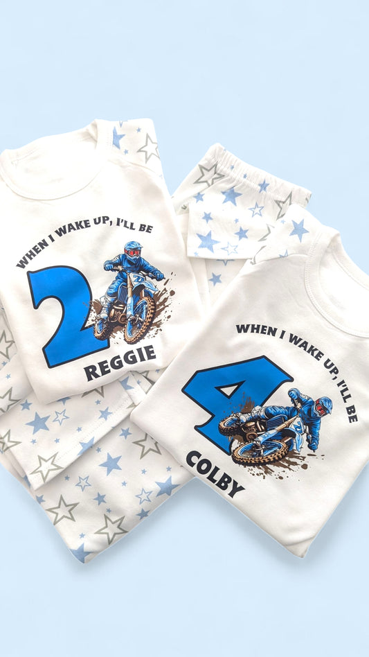 When I Wake Blue Motocross Age Birthday Blue Pyjamas