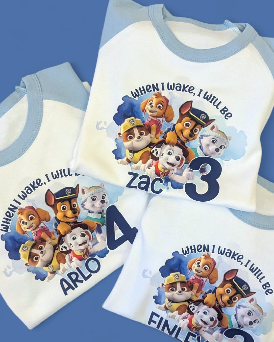Paw Patrol Birthday PJs, When I Wake Up Paw Patrol Printed Personalised Plain PJS