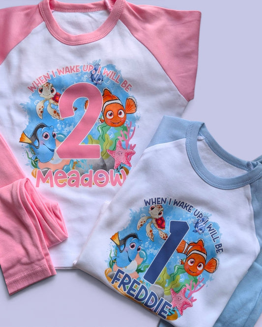 When I Wake Up Finding Nemo Birthday PJS, Kids Birthday Pyjamas