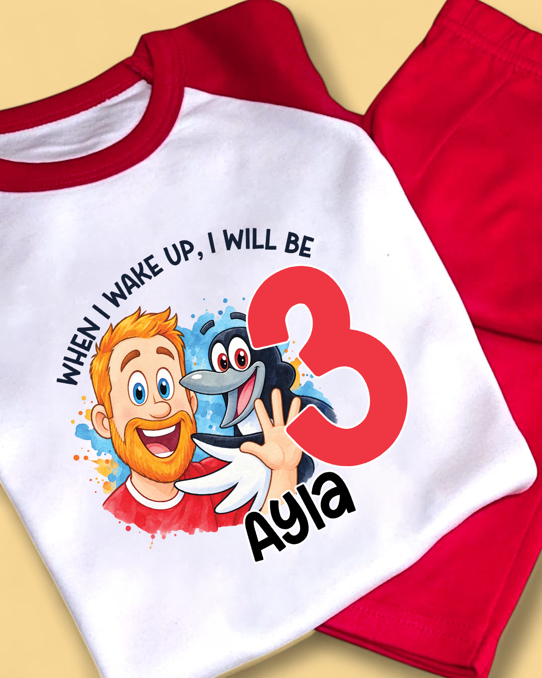 When I Wake Up Steve & Maggie Birthday PJS, Kids Personalised Birthday Pyjamas
